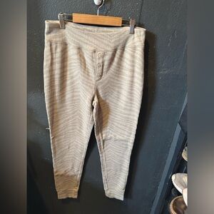 Aerie Cream Waffle Knot Zebra Striped Pajama Pants Size Large